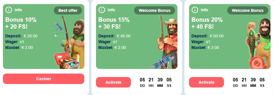 Agent No Wager welcome bonuses